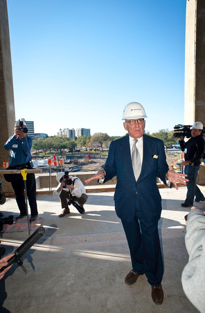 Local and national media tour the construction site of the new George W. Bush Presidential Center on the campus of Southern Methodist University