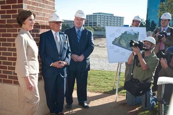Local and national media tour the construction site of the new George W. Bush Presidential Center on the campus of Southern Methodist University